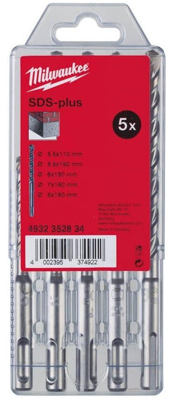 SDS Plus M2 Drill Bit 2 Cut Set, 5 Piece