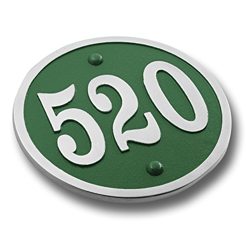 House Number Address Plaque Modern Round Style. Cast Metal Personalised Yard Or Mailbox Sign With Oodles Of Color, Number And Letter Options. Handmade In England By The Metal Foundry Just For You