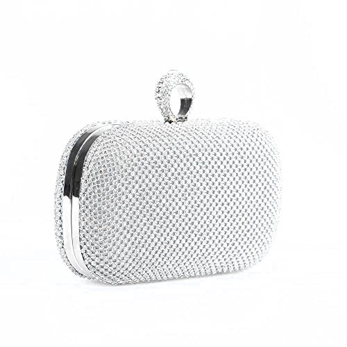 Mantian Womens Luxury Special Crystals Beaded Evening Clutch Bag (silver)