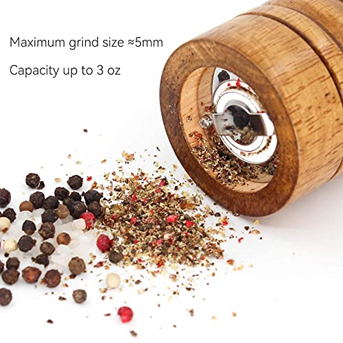 Salt and Pepper Grinder Set, 8 inch Oak Wood Pepper Mill Salt Grinder