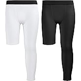 Jeffbaubl 2 Pack Youth Boys Compression Pants, One Leg Compression Tights, Kids Sports Tights Athletic Leggings Base Layer