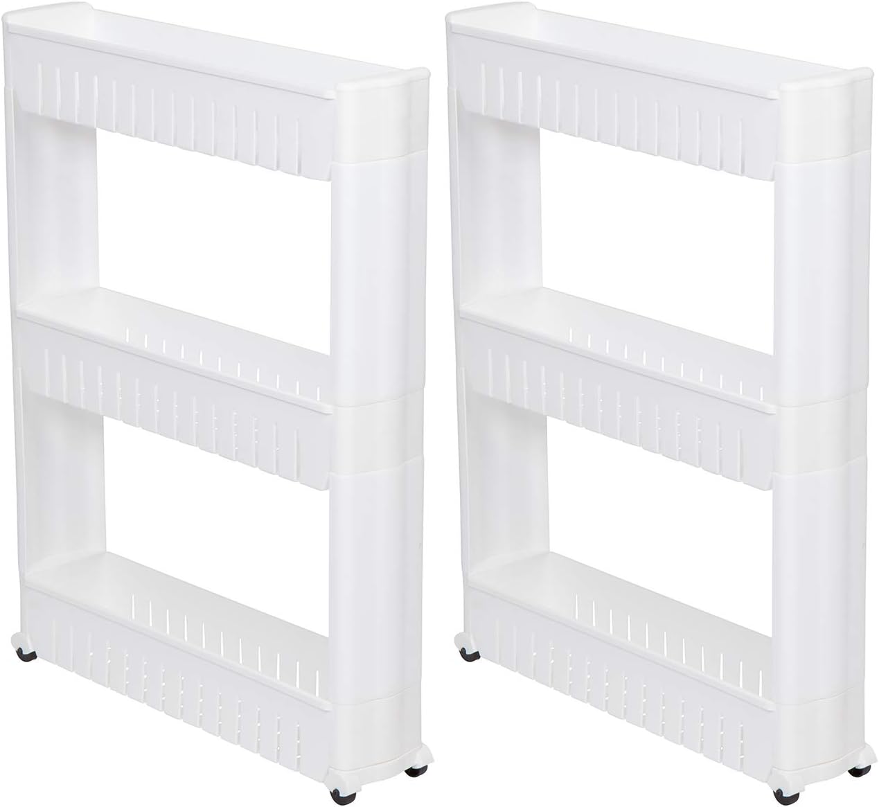 28" Slim Slide Out Storage Tower for Laundry, Bathroom, or Kitchen By Trademark Innovations (Set of 2)