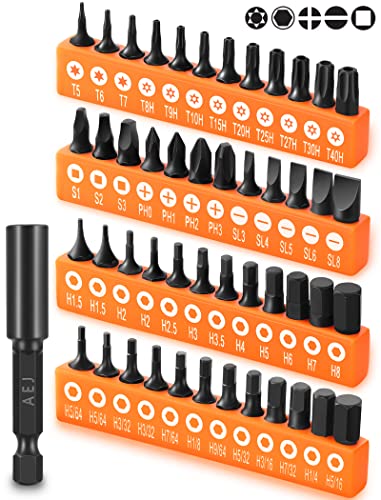 AEJ 49-Pack Screwdriver Bit Set, Hex Head Drill Bit Set, Torx Square Slotted Phillips Bit Set with 1/4