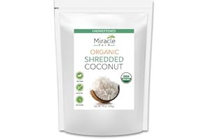 Miracle Palm Organic Unsweetened Shredded Coconut, Coconut Shreds With No Added Sugar, Rich in MCT, Diabetic-Friendly, Great for Vegan or Keto Recipes, 1 lb (16oz)
