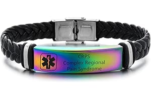 ZKXXJ Medical Alert ID Bracelets for Men Women Adjustable Braided Leather Wristband Emergency Identification Cuff Bracelet Health Systems Medic Awareness Jewelry for Adults Teens,Black/Silver/Blue/Colorful