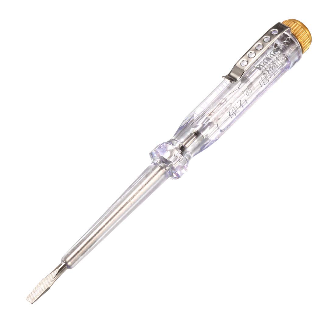 sourcing map Voltage Tester AC 100-500V with 3mm Slotted Screwdriver with Clip for Circuit Test, Clear