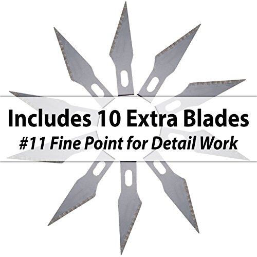 Premium USAMade 1 Hobby Knife + 10 Blades + Comfort Grip Included