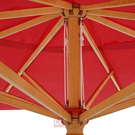 Amazon Com Oversized 13 Ft Diam Market Patio Umbrella Outdoor Furniture Red Color 106 Height Solid German Beech Wood Pole 8 Ribs W Pulley Rope Waterproof For Beach Yard Garden Wedding Cafe Canopy