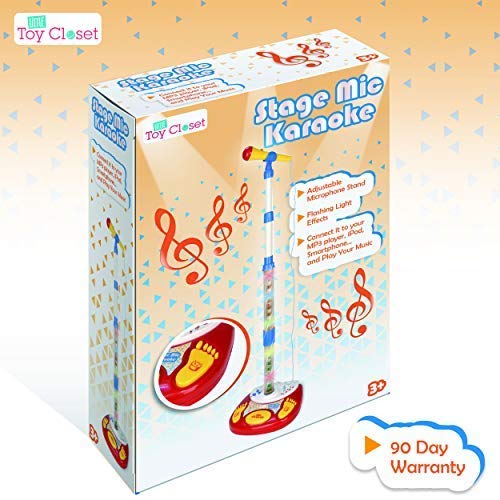 image for Little Toy Closet Karaoke Microphone with Adjustable Stand, AUX Cable 