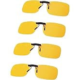 FIMOSON Night Driving Glasses Clip On Night Vision Glasses HD Polarized Yellow Lens Compact Fit Non-Flip Up, Anti Glare
