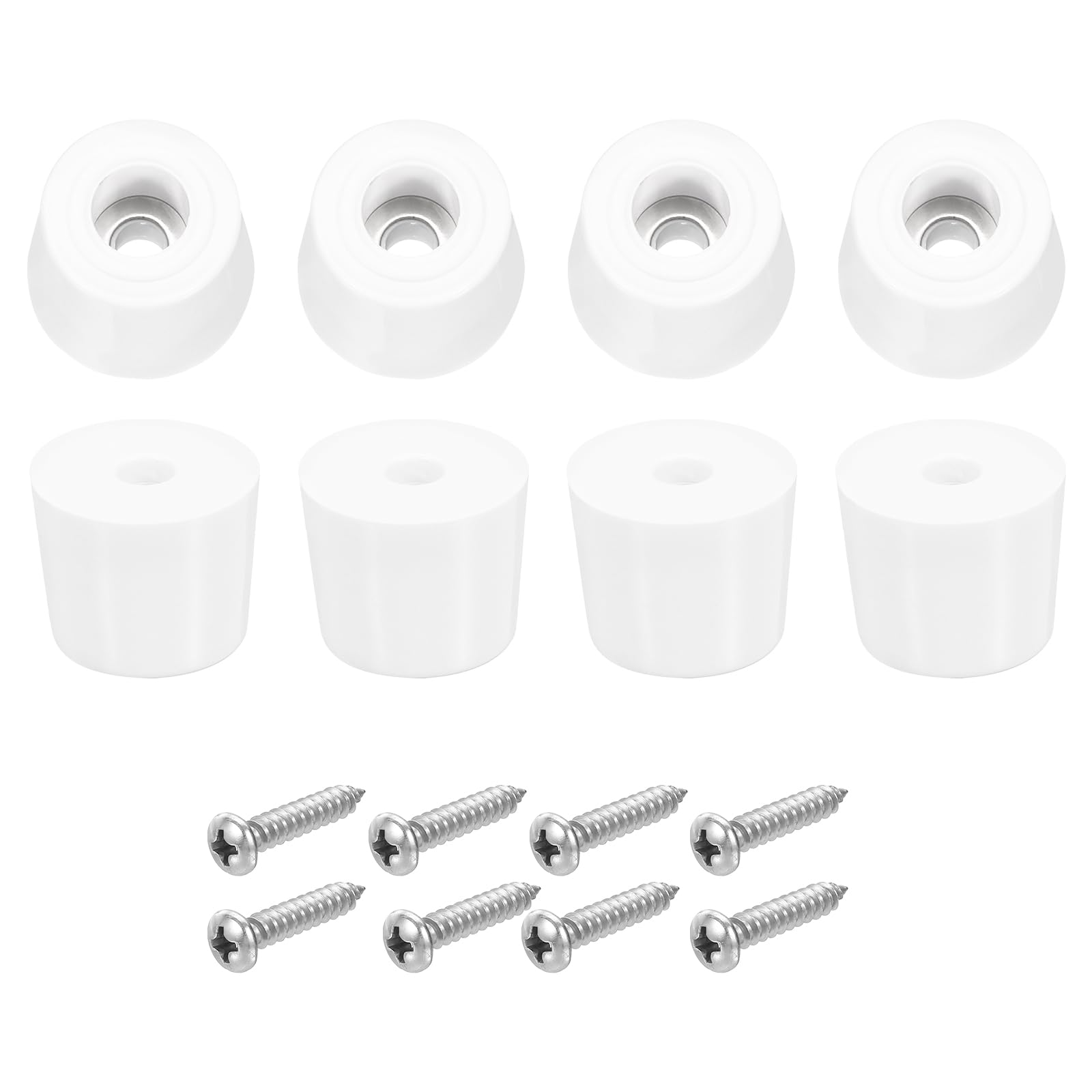 uxcell 8Pcs Rubber Bumper Feet, 15mm H x 19mm W Round Pads with Stainless Steel Washer and Screws for Furniture, Appliances, Electronics