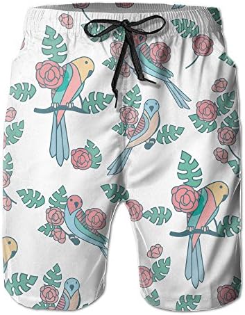 YUQPR Budgie Parrot Beauty Pattern Hunting Home Hawaiian Designer Swimming Trunks Short