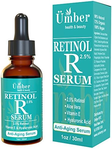 Retinol Serum 2.5% Anti-Aging Serum with Vitamin E & Hyaluronic Acid by Umber NYC (1 OZ)