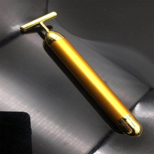 AMULISS 24k Gold Skin Care Face Massager 3D Roller Electric Sonic Depuffer Energy Beauty Bar Package Combination - Thumbnail 2