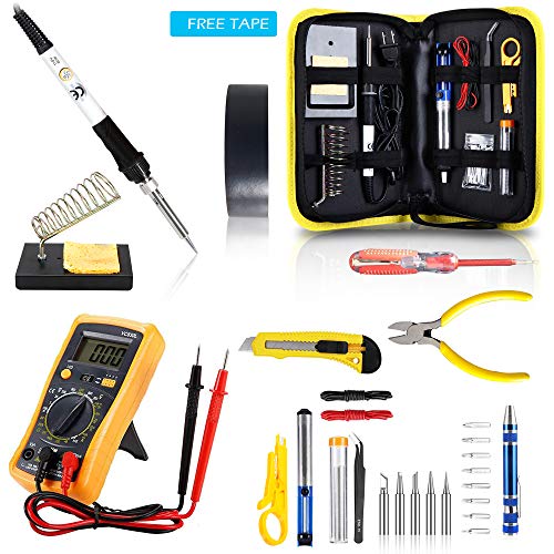 Magneto's Soldering Iron Kit, Updated Soldering Gun Kit Best for Electric, Jewellery & Welding Work - Digital Multimeter, Screwdiver, Soldering Iron Holder (28pcs Set) Best Gift