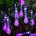 Qedertek Solar String Lights, 19.2 Ft 8 Modes 30 Water Drop LED, Solar Lights for Garden, Fence, Patio, Party and Holiday (Purple)