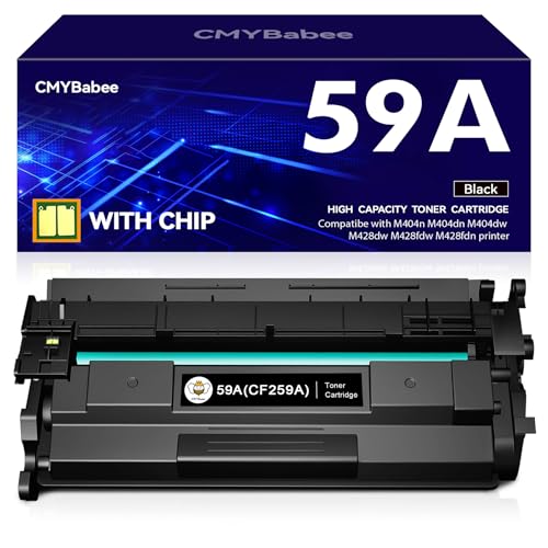 CMYBabee CF259A with Chip Compatible with HP 59A CF259A 59X CF259X Toner for LaserJet Pro M404dn M404dw MFP M428dw M428fdw M428fdn M404n M304 M428 M404 M406 M430 (Black, 1-Pack) e)
