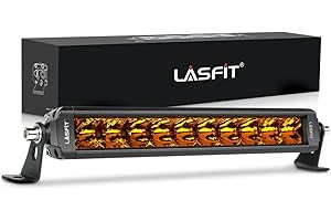 LASFIT 12 inch Amber LED Light Bar, Single Row, Off Road, IP67 Waterproof, 30V, Aluminum & Stainless Steel Housing