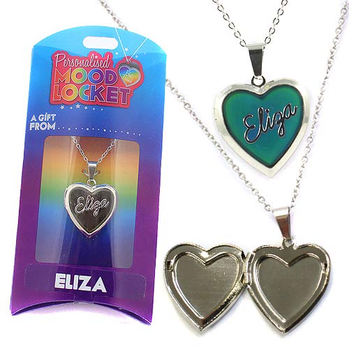 ELIZA PERSONALISED HEART SHAPED NAMED MOOD LOCKET FUN GIFT PRESENT