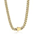 Bandmax Mens Stainless Steel Chain Necklaces 5/7/9/12 MM Chunky Miami Cuban Link Chain Necklace Bracelet Silver/Gold/Black Chains for Men 18"-30"