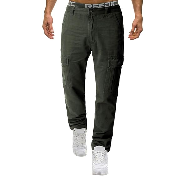 Chino Hosen Herren GreatestPAK Jogginghose Freizeit Einfarbig Taschen Cargo Outdoor Knöpfen Arbeitshosen