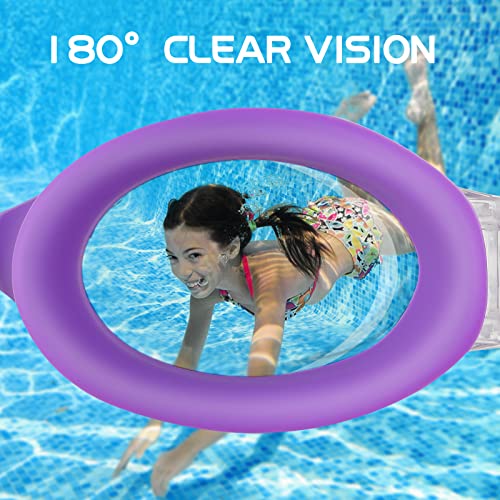 JATEKA Gafas de Natación para Niños, Adecuadas y Cómodas Gafas de Natación con Clip de Nariz Enchufe de Oído, Antiniebla Sin Fugas Gafas Natación Ajustable para Niños de 4 a 14 Años