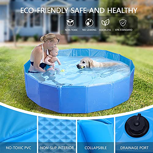 Nobleza Foldable Dog Pool, Extra Large Portable Pet Swimming Pool