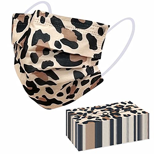 100 Pack Disposable Face Masks Leopard Mask, Printed Cheetah Face