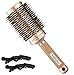 VISCAL Nano Thermal Ceramic & Ionic Round Hair Brush Large Round Hair Brush with Boar Bristle 3.3 inch, for Hair Drying, Styling, Curling, Adding Hair Volume and Shine, Gold Brown.