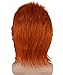 70s Rocker Style Hair Wigs w/Wig Cap for Cosplay Costume Party Halloween Hairpiece Burnt Orange
