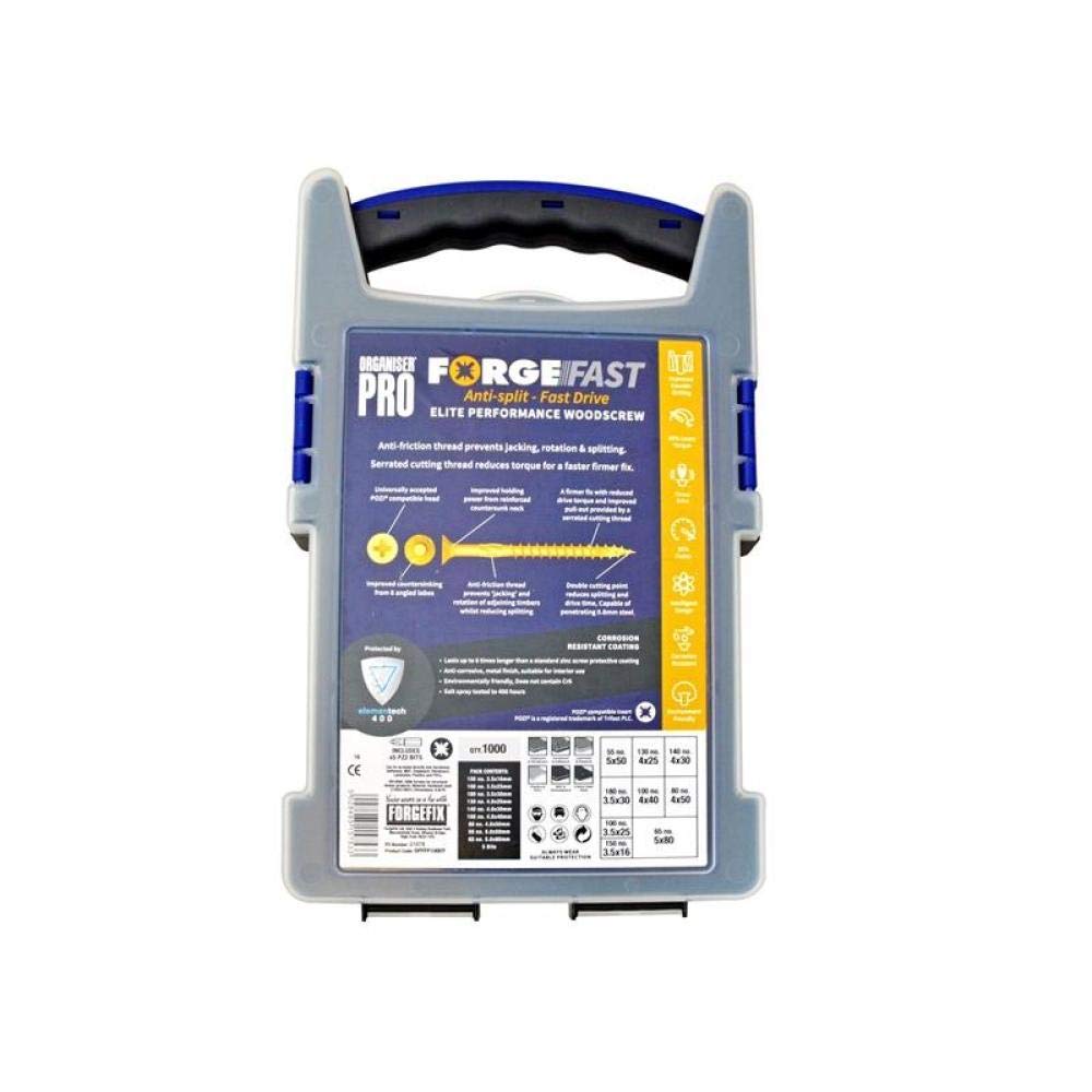 ForgeFast Elite Fast-Start Woodscrews | Assortment | Zinc Yellow | 1000pc — image 1