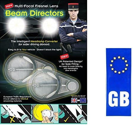 LEFT/RIGHT HAND DRIVE HEADLAMP CONVERTERS + GB PLATE + FREE TRAVEL GUIDE