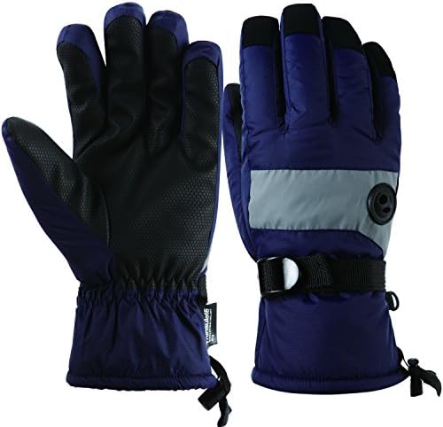 Lady Waterproof Ski Snowboard Gloves Thinsulate Lined Winter Cold Weather Gloves Navy (Navy, S)
