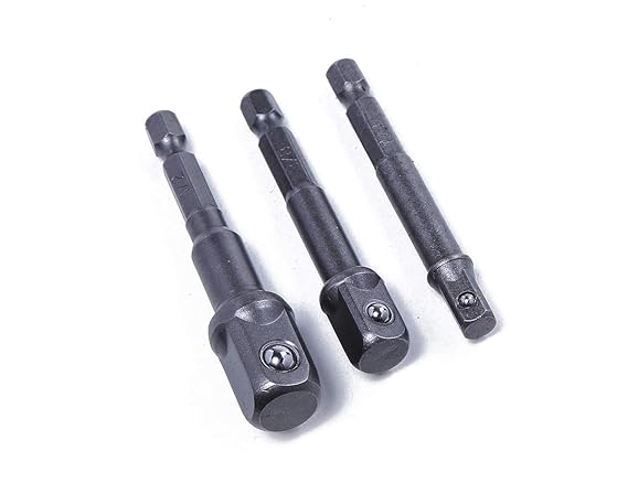 SHAFIRE Hex Power Drill Driver Socket Wrench Adapter Extens 1/4 3/8 1/2 (3 in 1 Set)