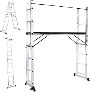 Craftfull Aluminium Leiter & Gerüst CF-103A – 4 in 1-7 Sprossen – 3.7 M Lang – 3 Jahre Garantie - Multigerüst – Alu Baugerüst – Arbeitsbühne