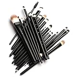 Unimeix 20 Pcs Pro Makeup Set Powder Foundation Eyeshadow Eyeliner Lip Cosmetic Brushes (Black)