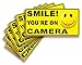 iSYFIX Smile You're on Camera Stickers for Business – 6 Pack 4x2 Inch – Self-Adhesive Vinyl Decal, Laminated for Ultimate UV Protection, Fade Resistance, Security Camera Sign for Home, Business, CCTV