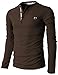 H2H Men's Casual Long Sleeve Tops V-Neck With Buttons Pullover Brown US L/Asia XL (KMTTL062)