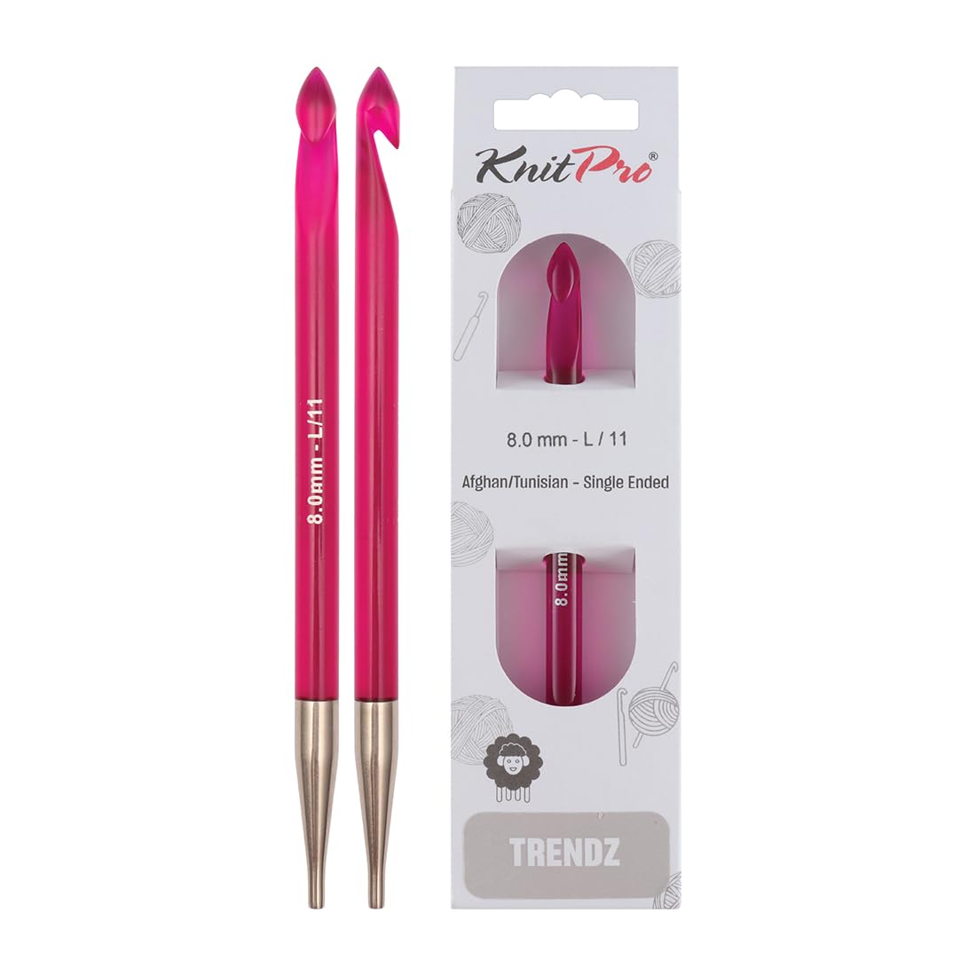 KnitPro Trendz Afghan/Tunisian Crochet Hook | 8.00mm