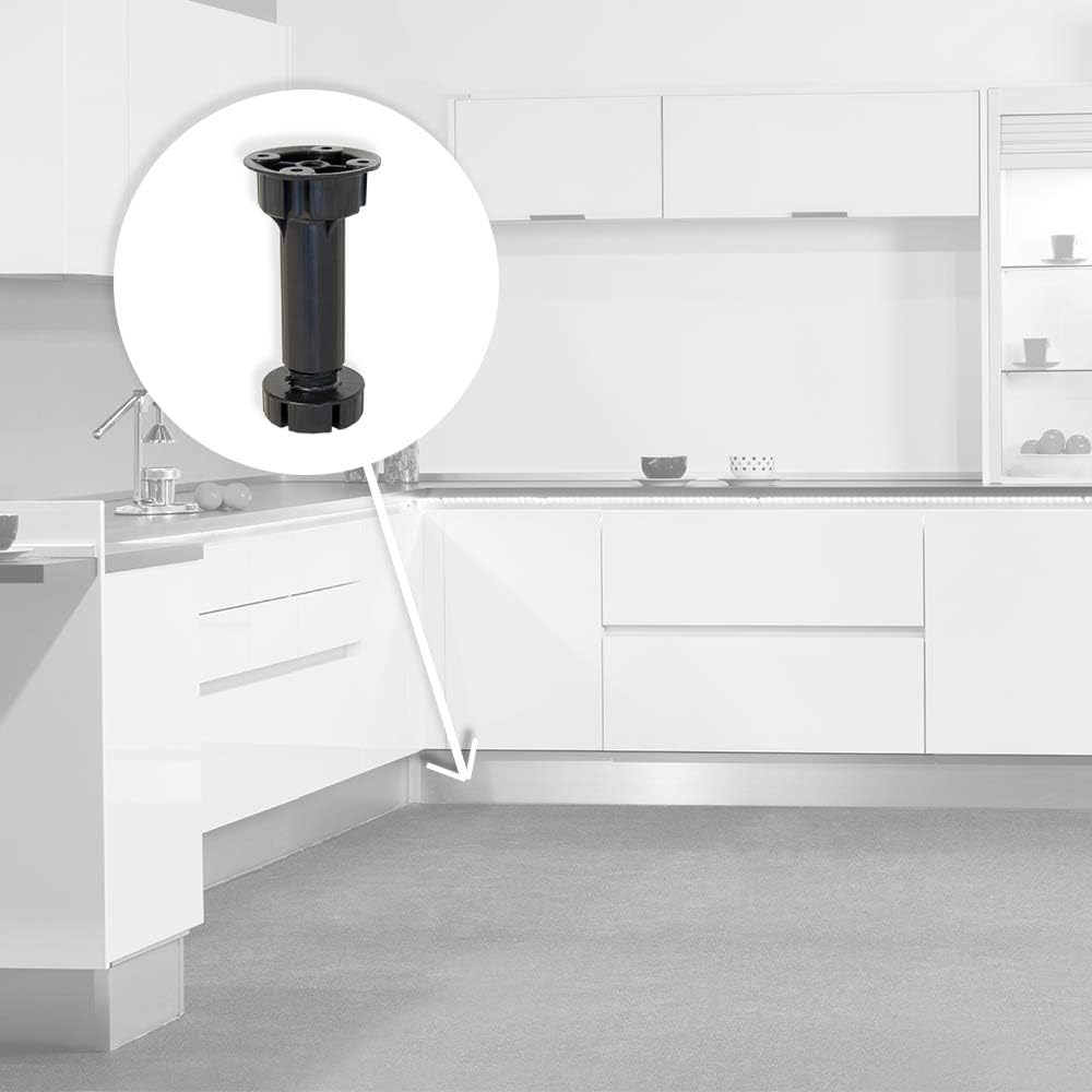 Emuca - Adjustable feet for kitchen or bathroom cabinet set of 4 adjustable legs with assembly accessories, H 100mm - Image 4