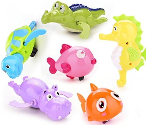 CHENGLAN 6 Pcs Wind Up Bath Toys Swimming Wind-up Bathtub/Pool Toys Set for Kids,Random Colors