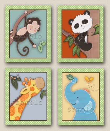 Animal Pals - Peek a Boo Friends Nursery Art Prints (11"x14", Set of Four)