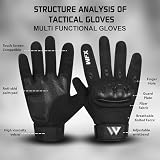 WFX Full Finger Motorcycle Gloves Touchscreen Breathable Protective Black M view 3