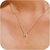 JUTOLOKA Initial Necklace for Women | 18K Gold Silver Plated A-Z Initial Necklaces | Dainty Cute Trendy Love Heart Pendant | Tiny letter necklace
