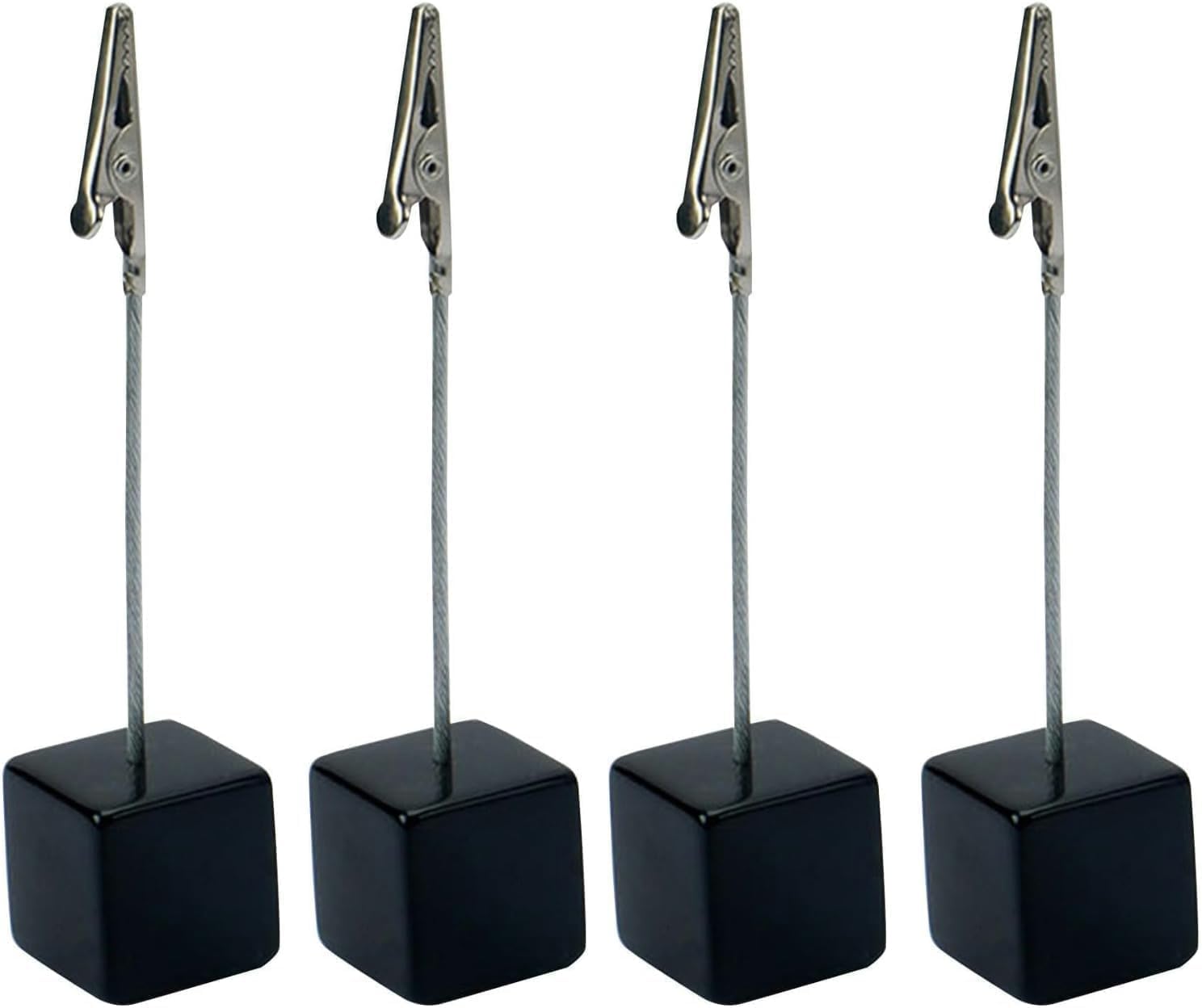 4Pcs Black Memo Clip Holders Stand with Alligator Clasp Pictures Card Paper Note Clip for Office Home Use,Desk Accessories and Workspace Organizers