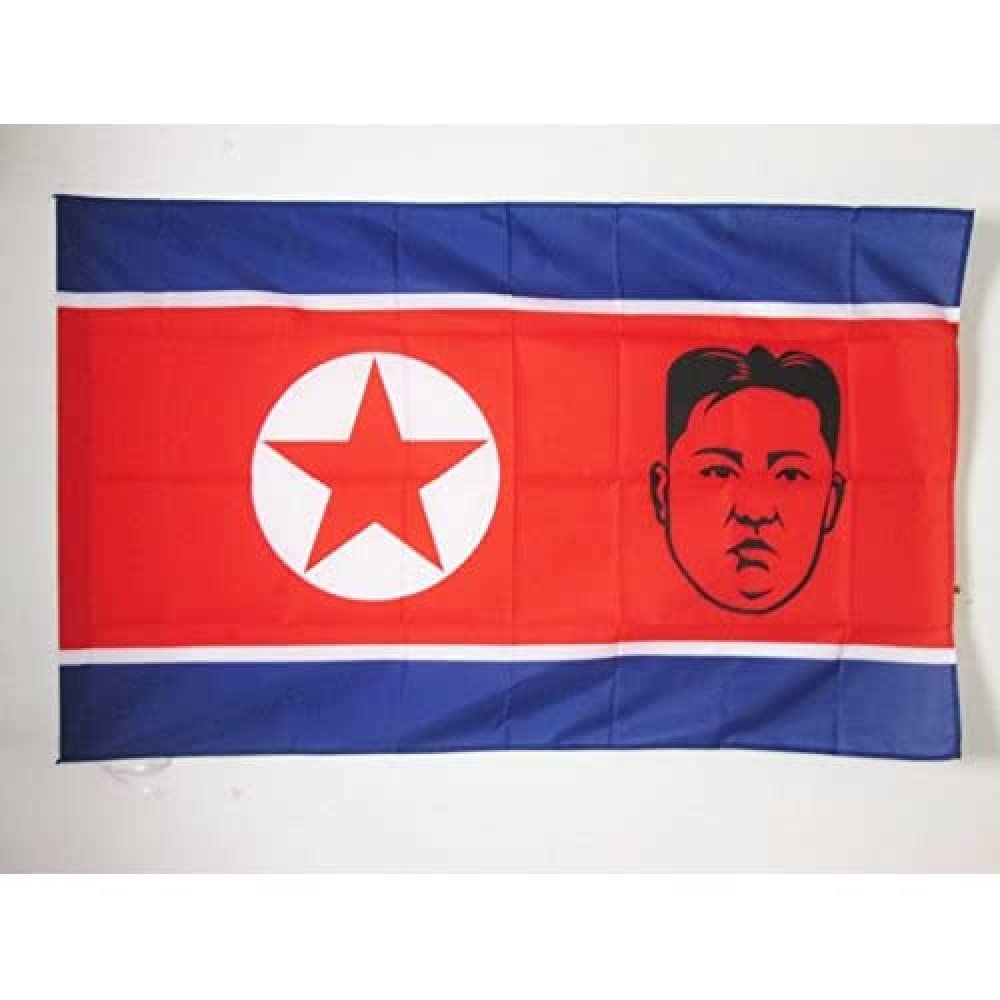 AZ FLAG - North Korea with Kim Jong-un Flag - 3x5 Ft - Korean Banner with Sleeve - 100% Polyester - Fade Resistant - Vivid Colors - 3' x 5' Feet - 150x90 Cm