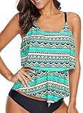 Aleumdr Womens Striped Printed Ruffled Flounce Tankini Swim Top No Bottom S - XXXL