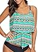 Aleumdr Womens Striped Printed Ruffled Flounce Tankini Swim Top No Bottom S - XXXL