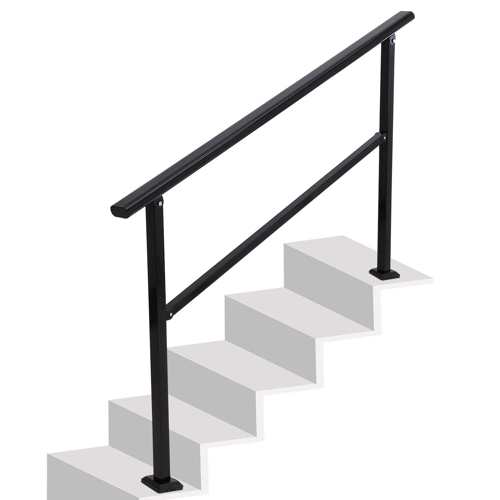 Photo 1 of **MISSING UPRIGHT RAILS/PARTS ONLY**Garvee Outdoor Handrails Fits 1 to 5 Steps, Adjustable Height Stair Handrail 65"X 38", Integrated Design at Handrail, Staircase Handrail for Outdoor and Indoor Concrete, Porch, Mixed, Step, Brick Step