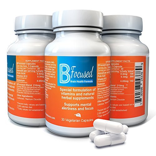 Bfocused Brain Booster - Powerful Focus supplements for Concentration Memory and Focus - Focus pills w/b12 Selenium Gingo Biloba Rosemary Gotu Kola & Billberry - Made in United States Bfocused Brain Booster - Powerful Focus supplements for Concentration Memory and Focus - Focus pills w/b12 Selenium Gingo Biloba Rosemary Gotu Kola & Billberry - Made in United States